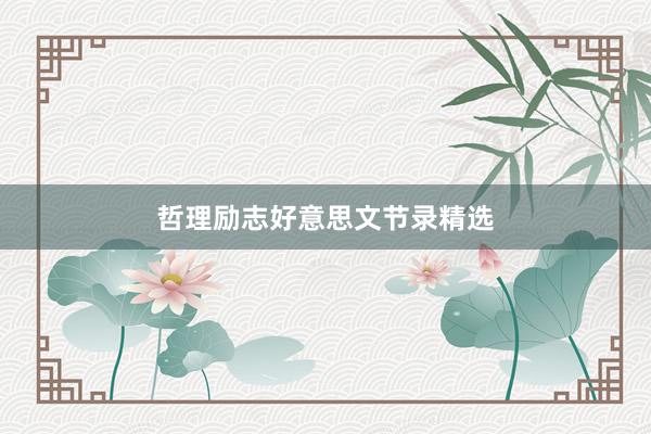 哲理励志好意思文节录精选